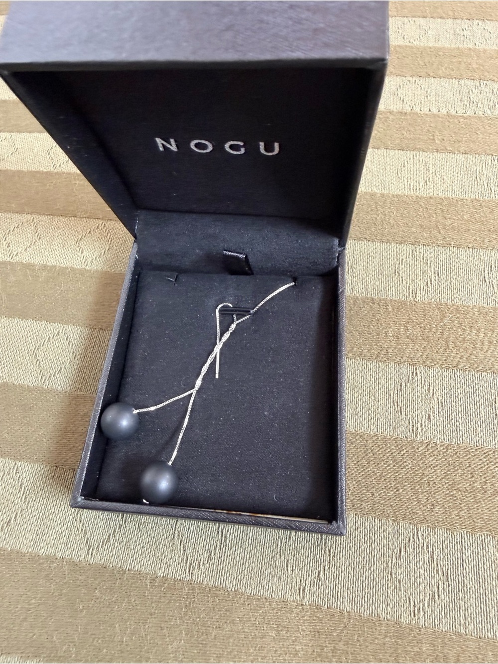 Nogu studio new Sterling Silver Threader Earrings with Black Bead